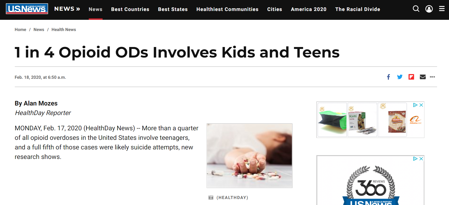 1 in 4 Opioid ODs Involves Kids and Teens