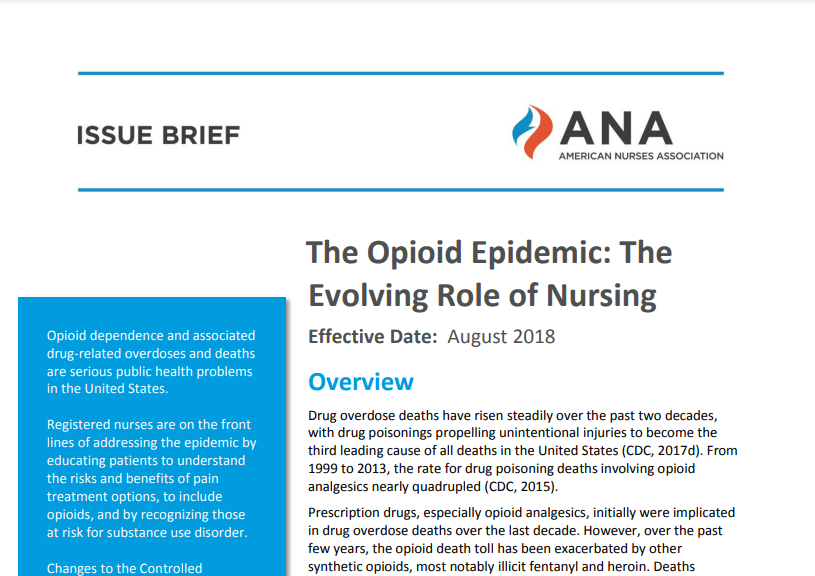 The Opioid Epidemic: The Evolving Role of Nursing
