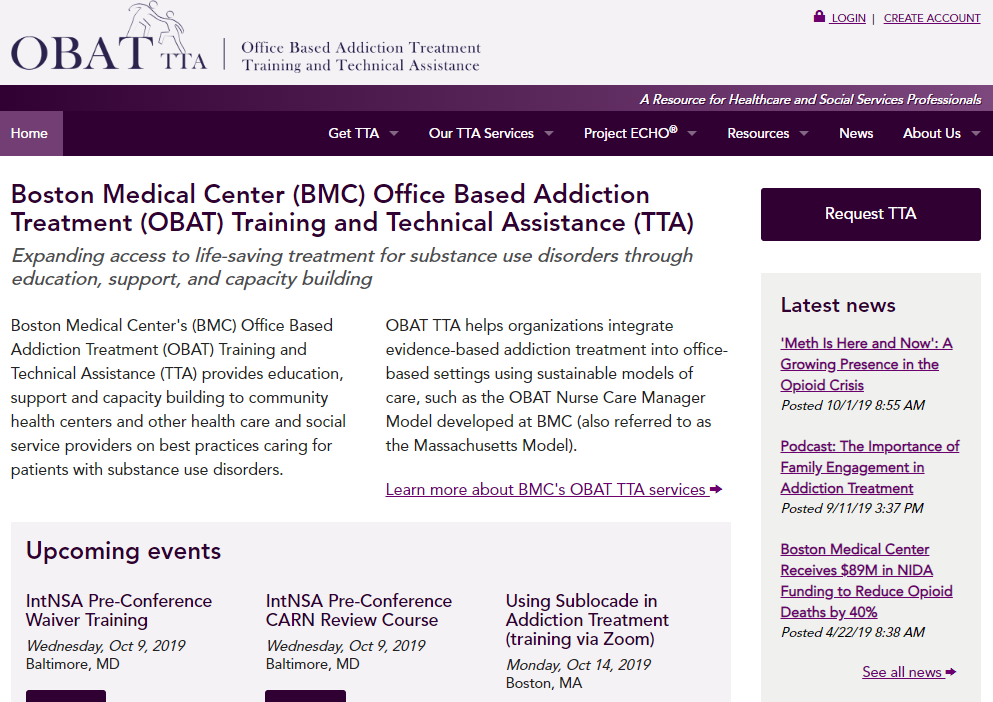 Boston Medical Center Office Based Addition Treatment Training and Technical Assistance