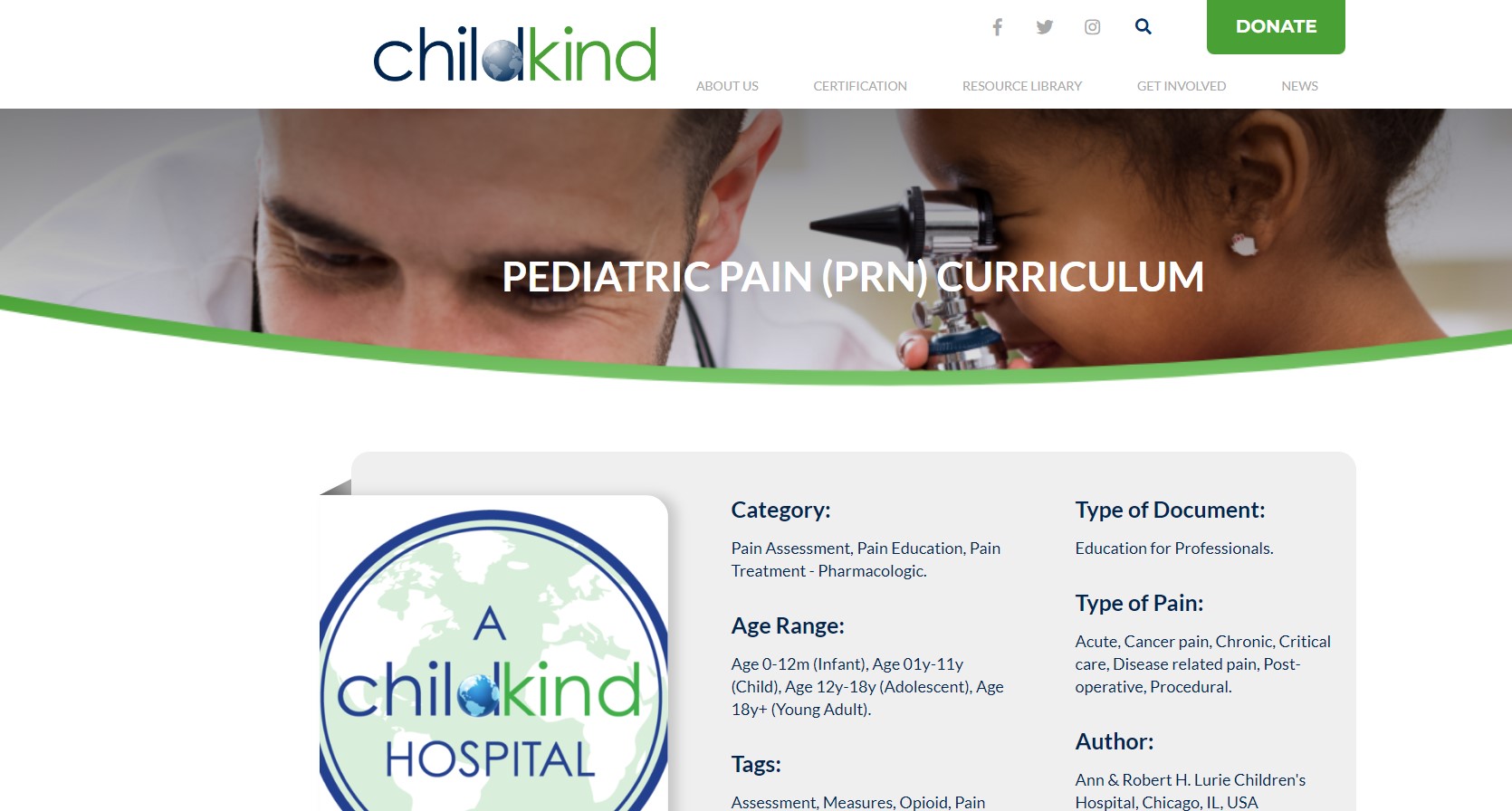 ChildKind International: Pediatric Pain (PRN) Curriculum