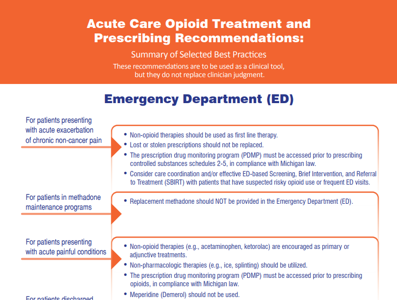 Acute Care Opioid Treatment and Prescribing Recommendations: Emergency Department