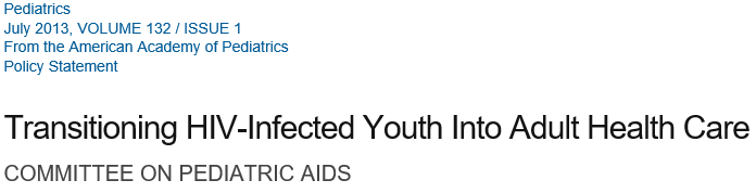 AAP: Transitioning HIV-Infected Youth Into Adult Health Care