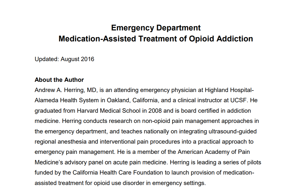 Herring; Highland Hospital: ED MAT of Opioid Addiction