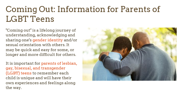 Coming Out: Information for Parents of LGBT Teens