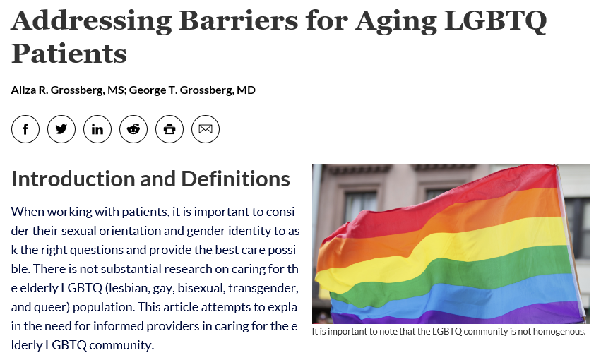 Addressing Barriers for Aging LGBTQ Patients