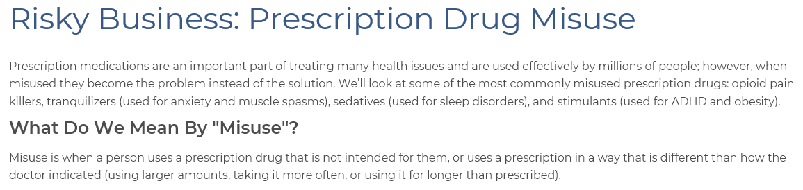 Prescription Drug Misuse