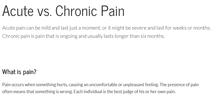 Acute vs. Chronic Pain