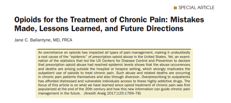 Opioids for the Treatment of Chronic Pain: Mistakes Made, Lessons Learned, and Future Directions