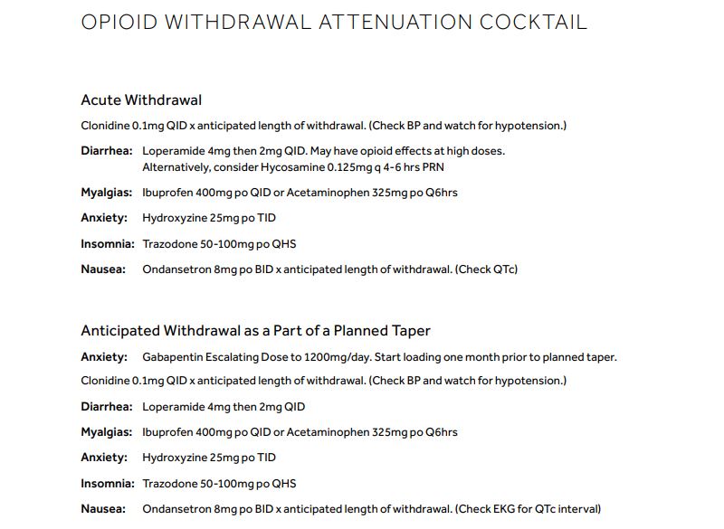 Opioid Withdrawal Attenuation Combination