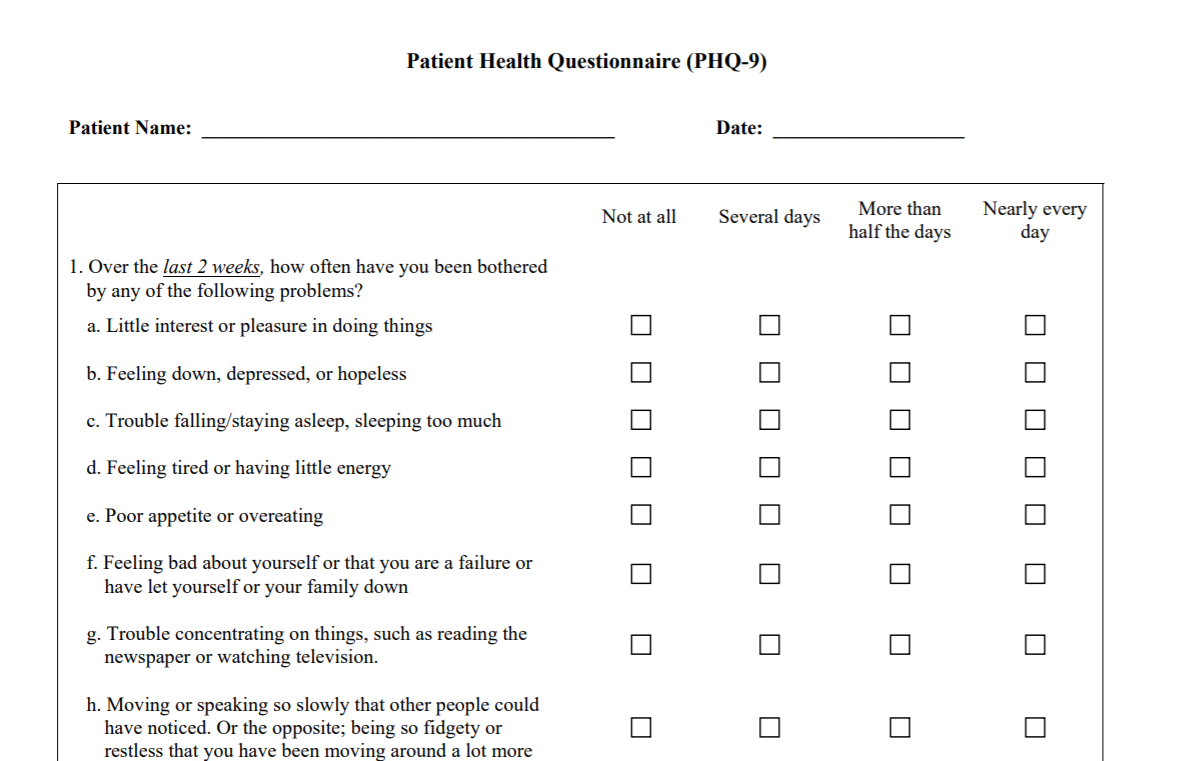 Patient Health Question (PHQ-9)