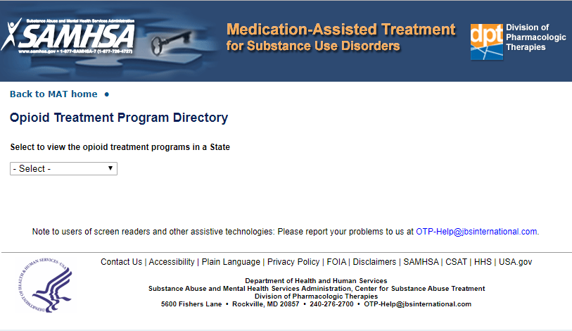 SAMHSA Opioid Treatment Program Directory