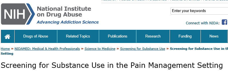 Screening for Substance Use in the Pain Management Setting