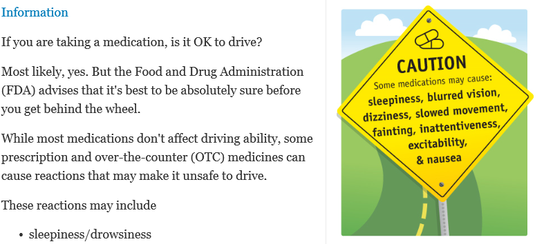 FDA: Some Medications and Driving Don’t Mix