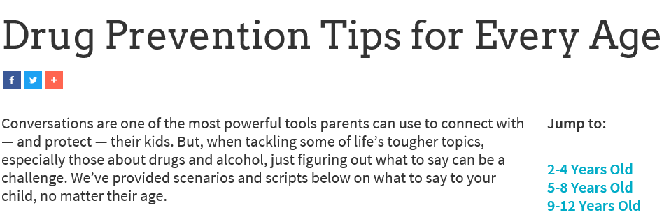 Drug Prevention Tips for Every Age