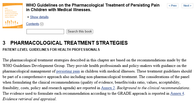 WHO Guidelines on the Pharmacological Treatment of Persisting Pain in Children with Medical Illnesses