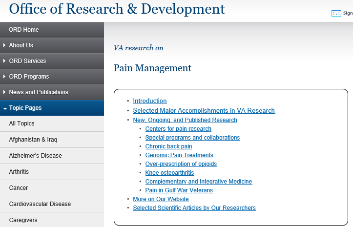 Current VA Research on Pain Management