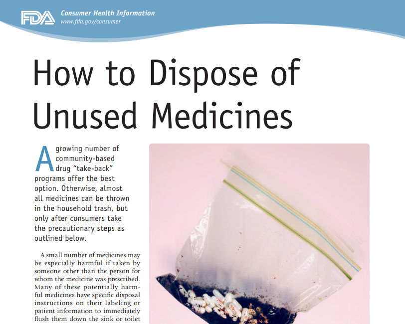 FDA: How to Dispose of Unused Medicines