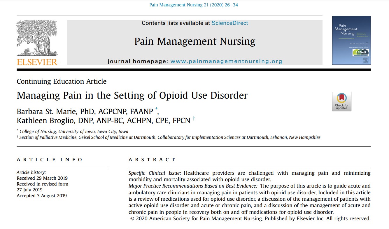 Managing Pain in the Setting of Opioid Use Disorder