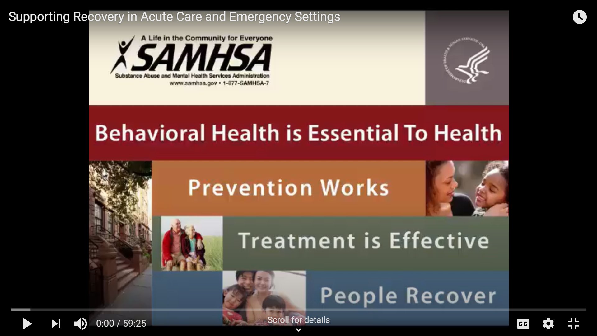 SAMHSA Webinar: Supporting recovery in acute care and emergency settings