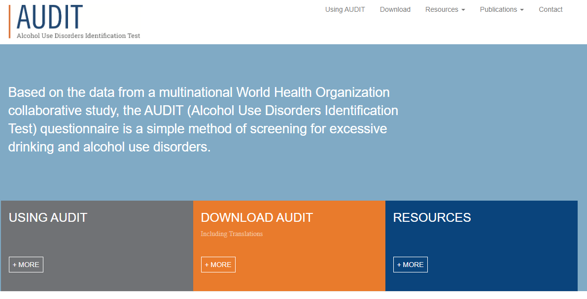 The AUDIT (Alcohol Use Disorder Identification Test)