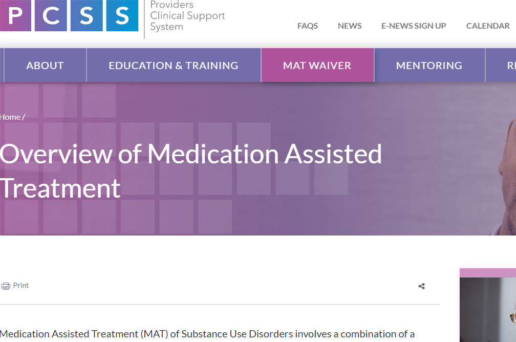 Overview of Medication Assisted Treatment – PCSS Providers Clinical Support System
