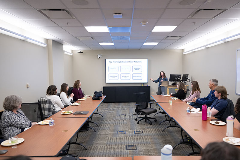 Woman giving presentation